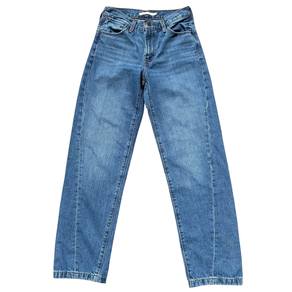 Levis 94 Baggy Jeans Medium Wash Mid Rise Seamed 100% Cotton Rigid Denim Size 25